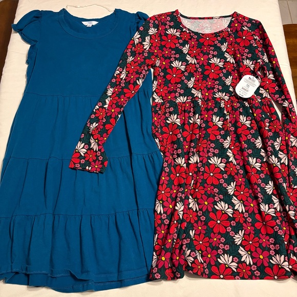 Time and Tru Other - Time and Tru Teal Tiered Dress & Wonder Nation Red Floral Long-Sleeve Dress